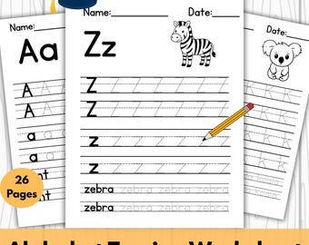 Alphabet Tracing Worksheets A–Z | Preschool Handwriting Practice Set | ABC Writing Pages | Toddler Learning Printable