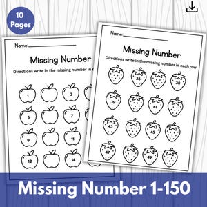 Missing Numbers 1–150 Worksheet | Number Order Practice | Kindergarten Math Printable | Counting Worksheets PDF