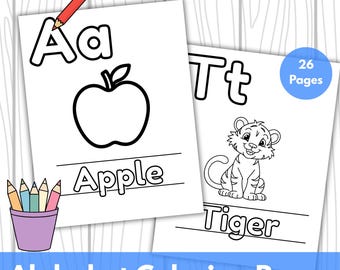 ABC Coloring Pages A–Z | 26 Alphabet Worksheets for Kids | Preschool Letter Coloring Book | Toddler Learning Printable