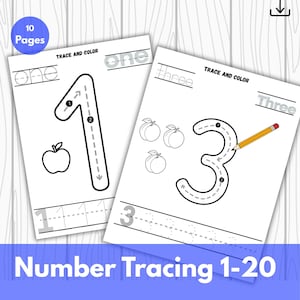 Number Tracing 1–10 Worksheets | Trace Numbers with Objects | Preschool & Kindergarten Math | 10 Pages