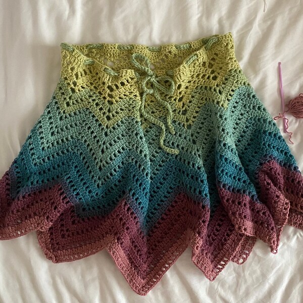 Fairy Garden Crochet Dress – Pink Bodice & Illustrated Skirt