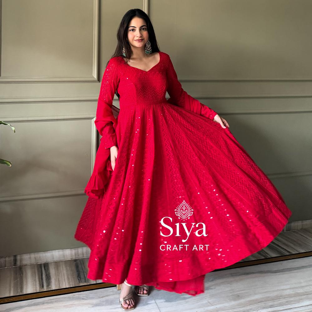 chinese dress ladies Home Use Plain Georgette Dress