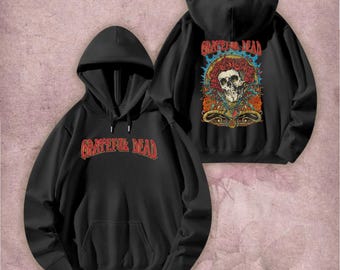 Grateful Dead T-Shirt Sweatshirt Hoodie Vintage Skull Rose Rock Band Unisex Pullover Front Back Print Deadhead Tee