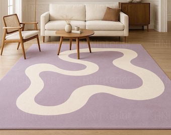 Tappeto ondulato color crema lavanda / Arredamento moderno astratto per la casa
