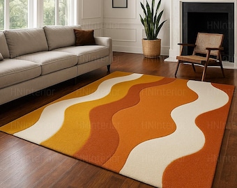 Dywan w stylu retro falistym – dywan w stylu mid-century modern z lat 70.