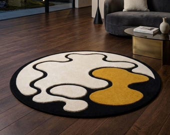 Alfombra abstracta con forma de huevo, alfombra moderna de lana con mechones, decoración nórdica para el hogar.