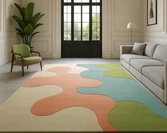 Tappeto ondulato astratto / Decorazione moderna per pavimenti in colori pastello