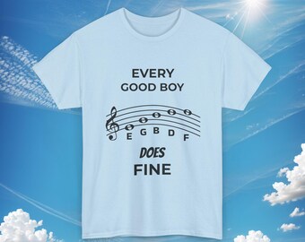T-shirt Chaque bon garçon fait beau | T-shirt Music Staff EGBDF avec clé de sol