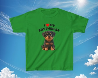 J'aime mon rottweiler T-shirt enfant | T-shirt mignon chiot rottweiler design