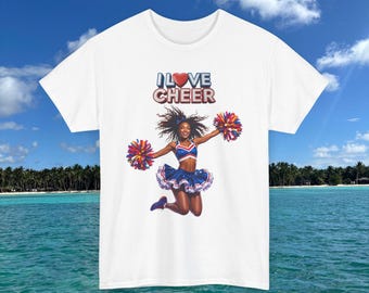 I Love Cheer Cheerleader T-Shirt | Pom Poms, Jumping Dance Design
