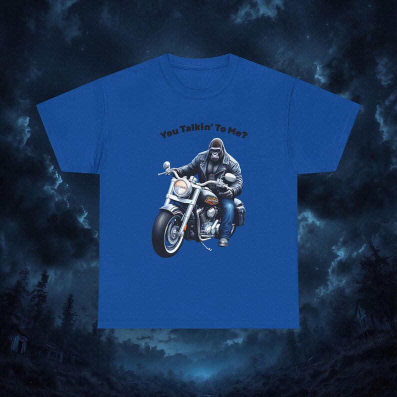 Gorilla Biker Humor T-Shirt, Unisex Cotton Tee, Funny Biker Shirt, Motorcycle Lover Gift, Funny Gorilla Shirt, Funny Monkey Shirt, Funny Ape Bild 3