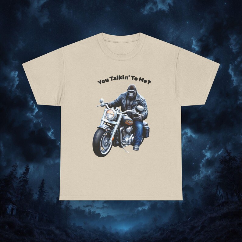 Gorilla Biker Humor T-Shirt, Unisex Cotton Tee, Funny Biker Shirt, Motorcycle Lover Gift, Funny Gorilla Shirt, Funny Monkey Shirt, Funny Ape Bild 2