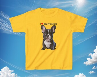 T-shirt enfant J'aime mon frenchie | T-shirt chiot bouledogue français