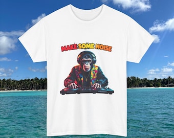-shirt DJ Monkey fait du bruit | T-shirt rétro néon DJ Ape