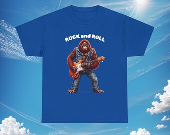 Heavy metal orang-oetan-t-shirt, grafisch T-shirt voor muziekliefhebbers, katoenen uniseks shirt, shirt grappige aap, orang-oetangitarist, shirt grappige aap