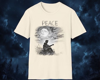-shirt paix guitare au clair de lune | T-shirt guitare Under the Moon