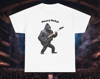 Heavy Metal Gorilla Tee, Graphic T-Shirt for Music Lovers, Unisex Cotton Shirt, Funny Gorilla Shirt, Gorilla Guitarist, Funny Monkey Shirt