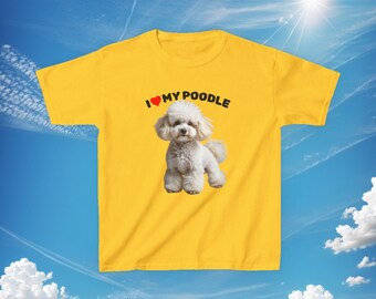 J'aime mon caniche t-shirts | Chemise pour chien caniche mignon, design chiot animal de compagnie