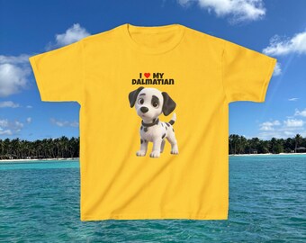 J'aime mon dalmatien t-shirts pour enfant | Joli chiot dalmatien T-shirt graphique