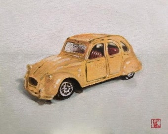 Corgi Citroën 2CV oil painting