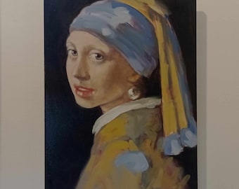 Girl with a pearl earring, after Vermeer - 0il painting