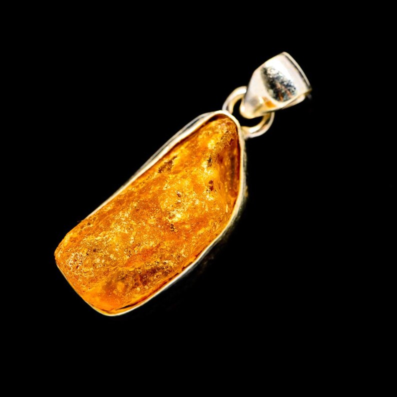PD690870 925 Sterling Silver Rough Amber Pendant 1 38