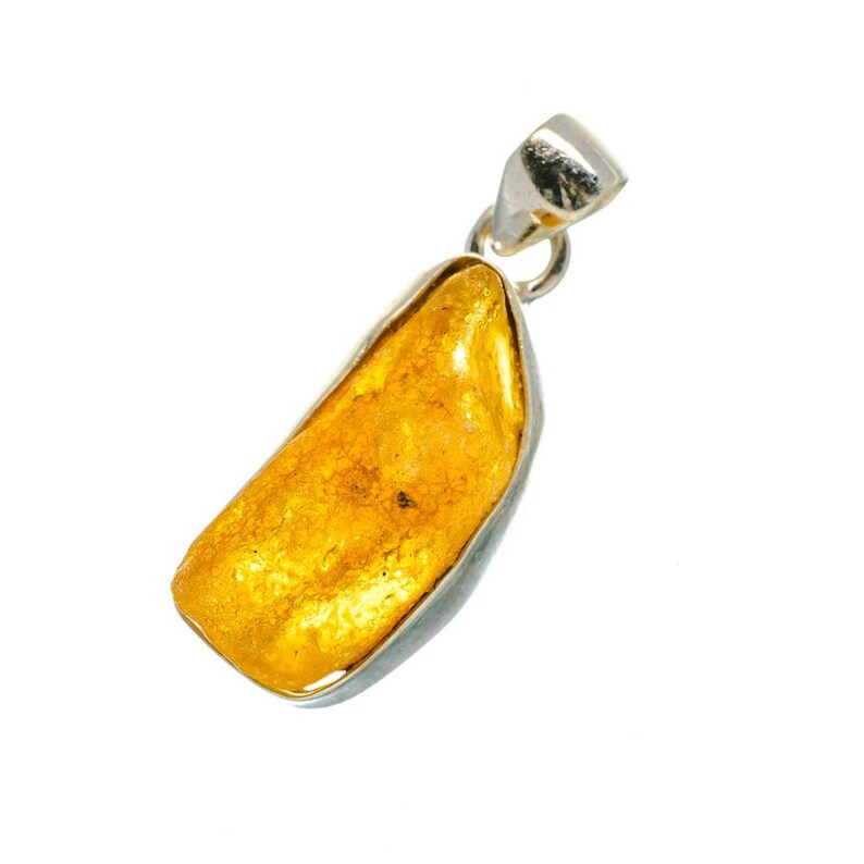 PD690870 925 Sterling Silver Rough Amber Pendant 1 38
