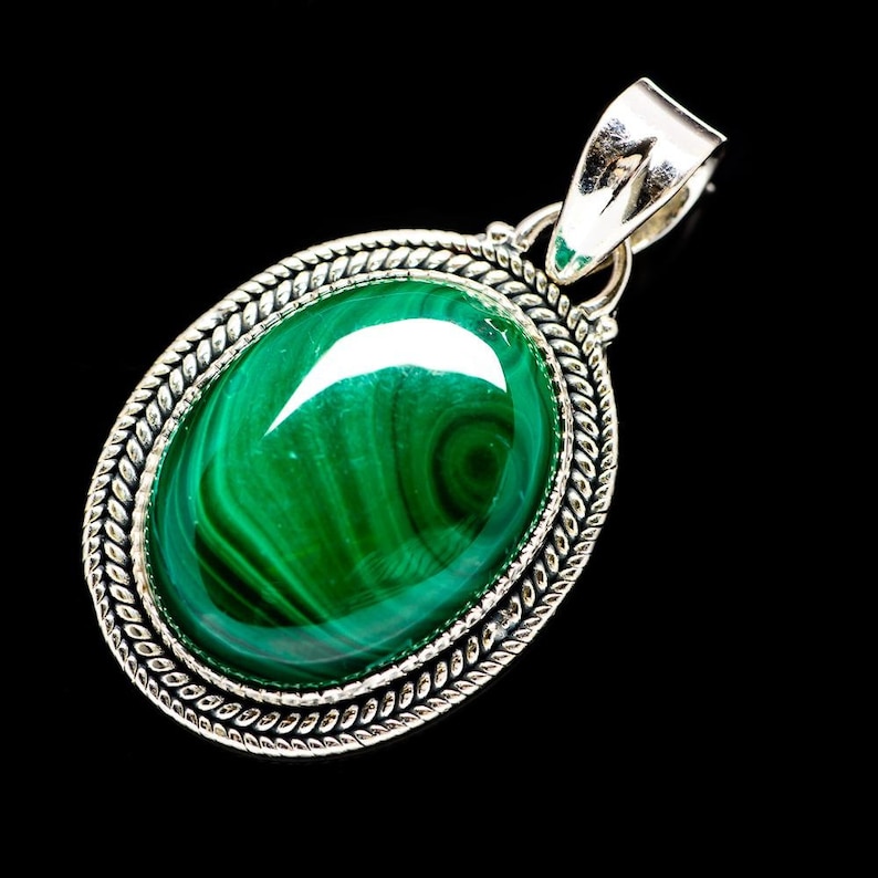 925 Sterling Silver PD688986 Malachite Pendant 1 12