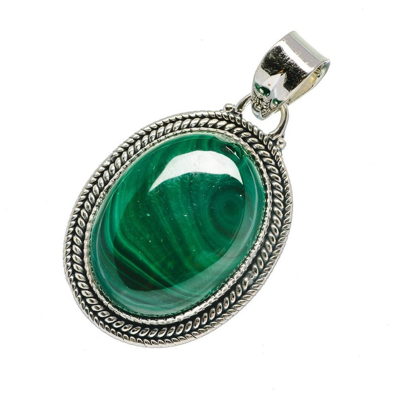 925 Sterling Silver PD688986 Malachite Pendant 1 12