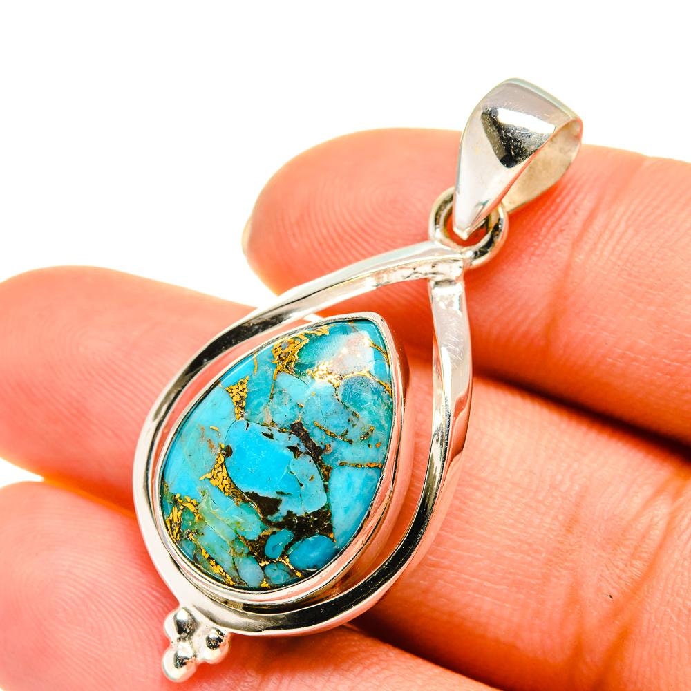 Blauer Kupfer Composite Türkis Anhänger 1 3/4 925 | Etsy