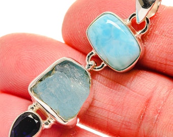 Ana Silver Co Larimar Handmade Jewelry Bohemian Apatite 925 Sterling Silver Pendant 2 1/2 Vintage PD679573 Ana Silver Co Larimar Handmade Jewelry Bohemian Apatite 925 Sterling Silver Pendant 2 1/2 Vintage PD679573