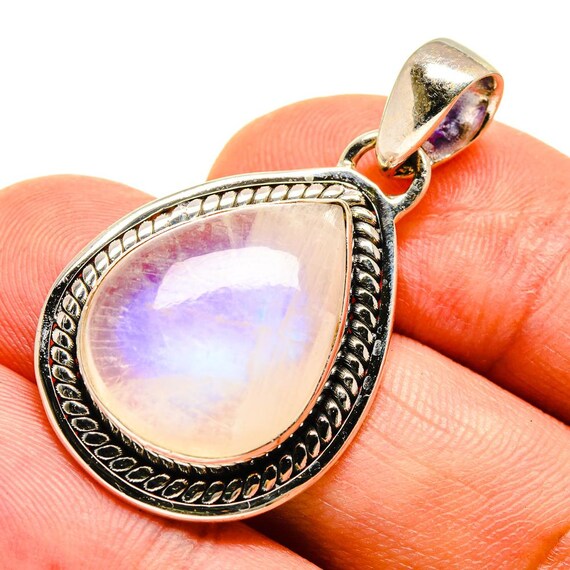 Rainbow Moonstone Pendant 1 1/2 925 Sterling Silver | Etsy