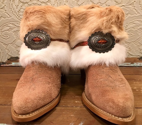 GOT Fur and Suede Cowgirl Booties Acme size 9