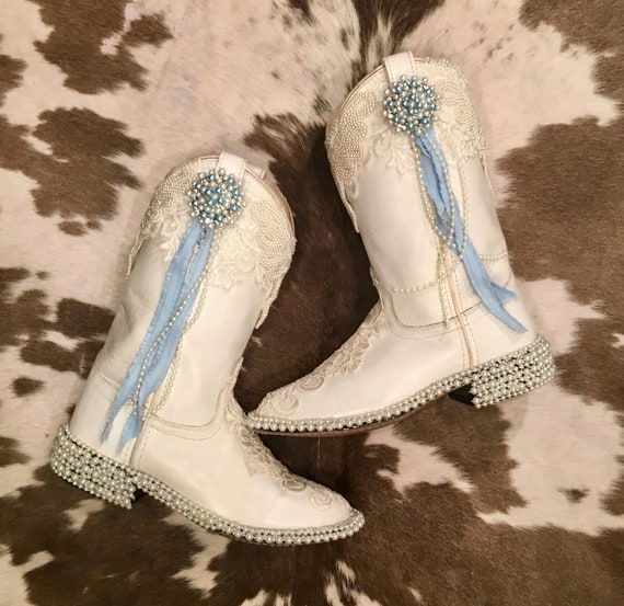 Custom Crafted Cowgirl Bridal Bling Boots - image 8
