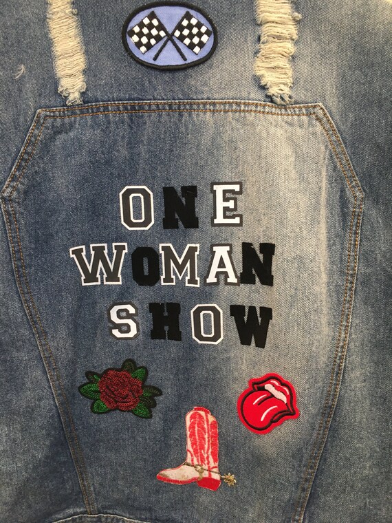One woman show, Embellished Denim Vest with Patch… - image 3