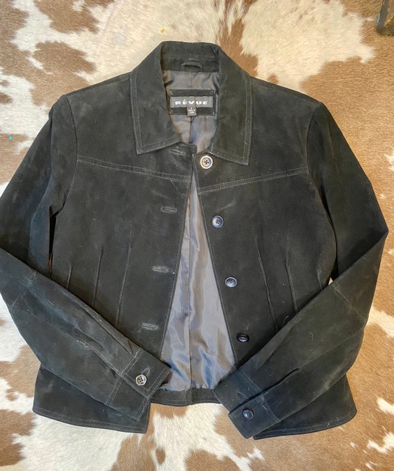 Black Suede Fitted Jacket/Coat size S or 4
