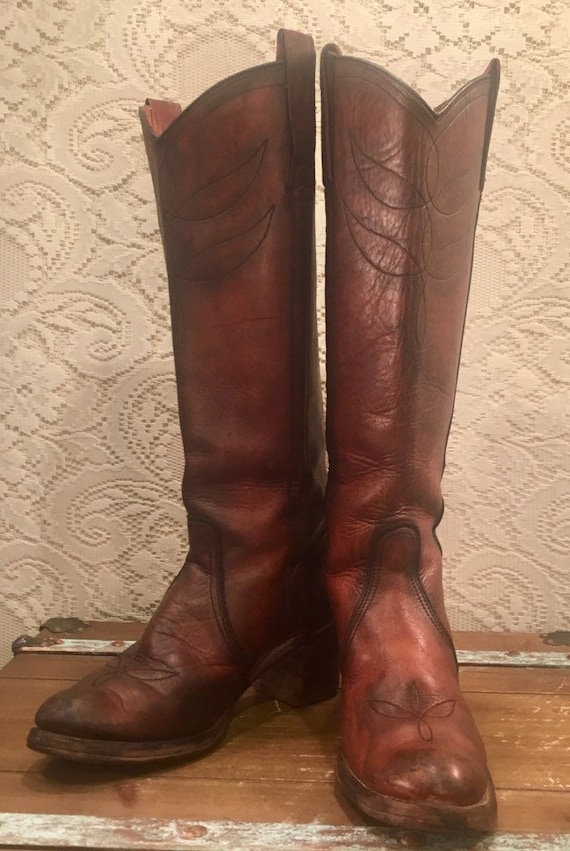 Tall Antiqued Whiskey Miss Capezio Cowgirl Campus Riding Boots size 9N