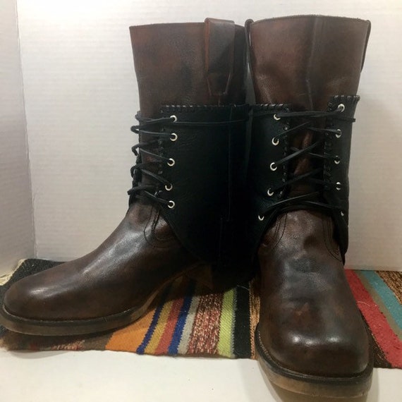 Brown and Black Leather Boots with 