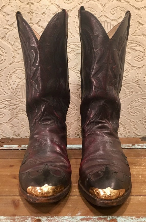 Black Cherry Dan Post Cowboy Boots with Wingtips men's size 10 1/2D