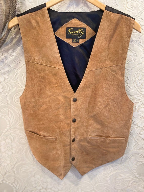 Tan Suede Sully Pearl Snap Vest men’s size S wome… - image 4