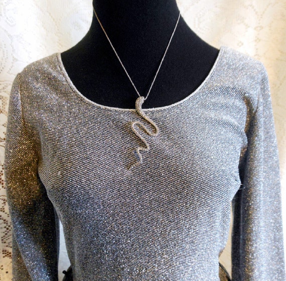 Vintage Silver Sparkle NYE Party Dress size Medium