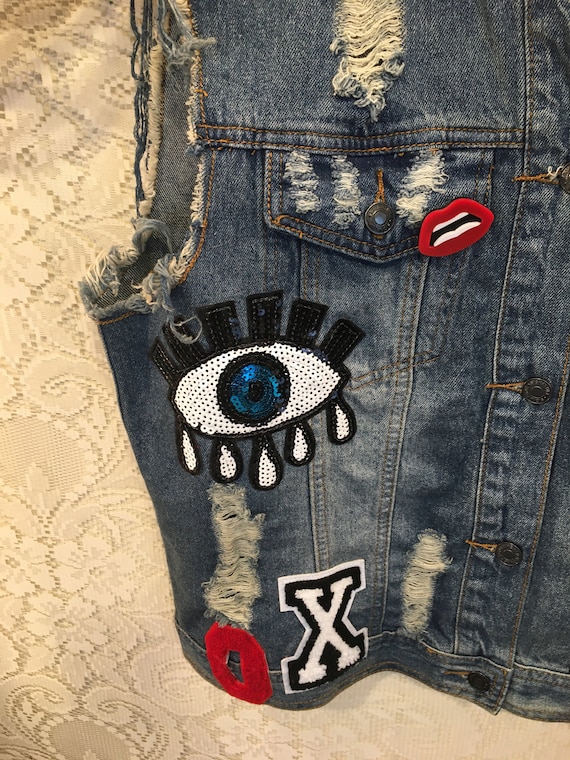 One woman show, Embellished Denim Vest with Patch… - image 6