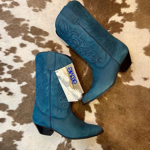 NOS Blue Suede Acme Western Cowgirl Boots women's size 9 M