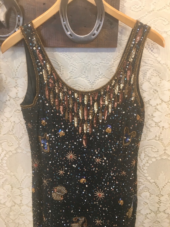 Incredible Vintage Beaded Zodiac Party Dress size