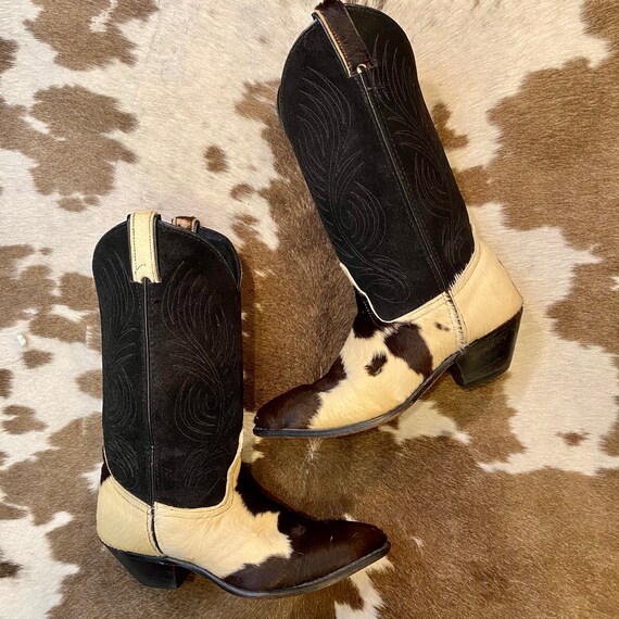 Vintage Code West Suede and Calf Hair Western Cowgirl Boots size 6 1/2 M