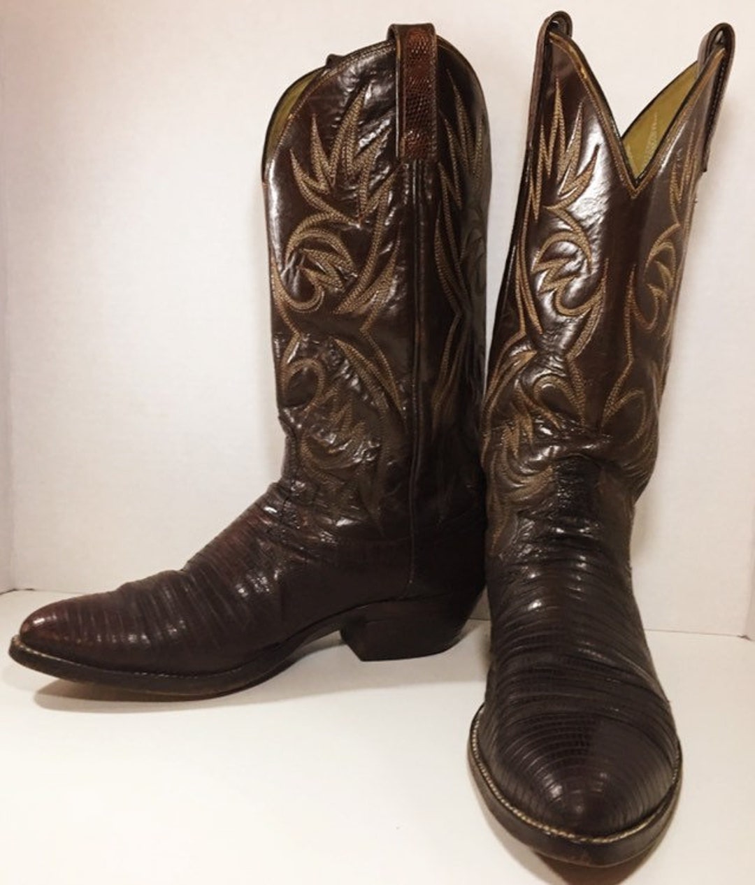 Brown Lizard Skin Dan Post Cowboy Boots Soze 8 1/2 D or - Etsy