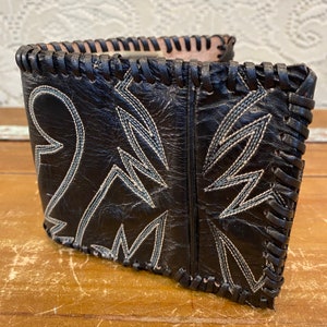 Carteira Bota Cowboy de Couro Preto Feito à Mão
