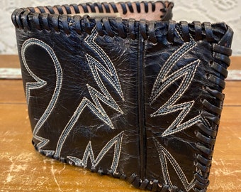 Handmade Black Leather Cowboy Boot Wallet