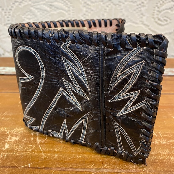 Handmade Black Leather Cowboy Boot Wallet