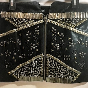 Black Faux Leather Studded Skirt  US size 8 Never Worn